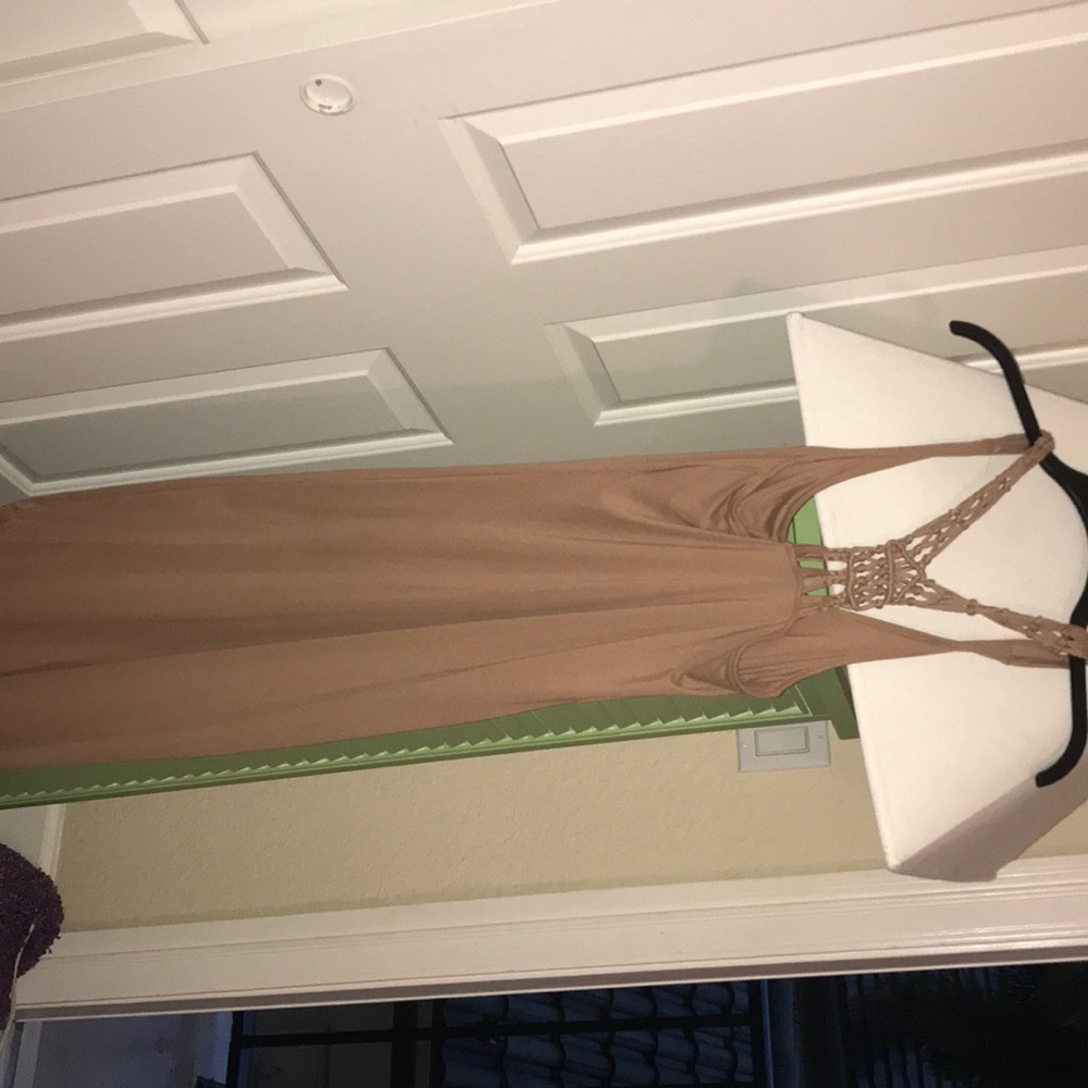 Long nude x back maxi dress